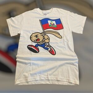Republic of Haiti Soccer Rabbit Olympics Unity Flag T- Shirt Size Small